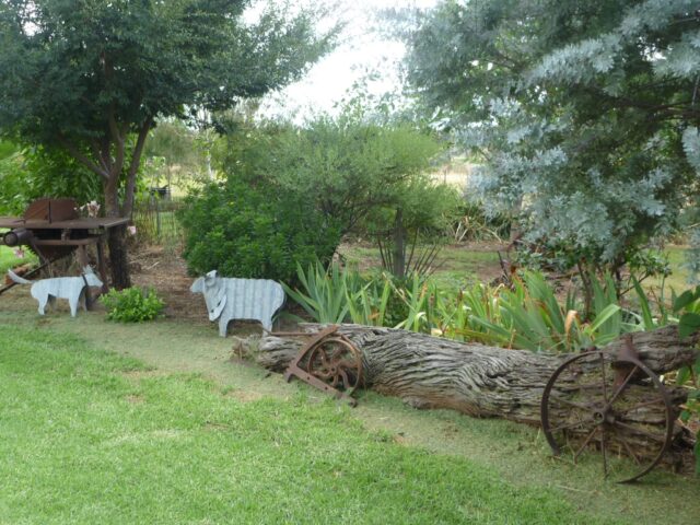 Corrugated iron garden sculptures