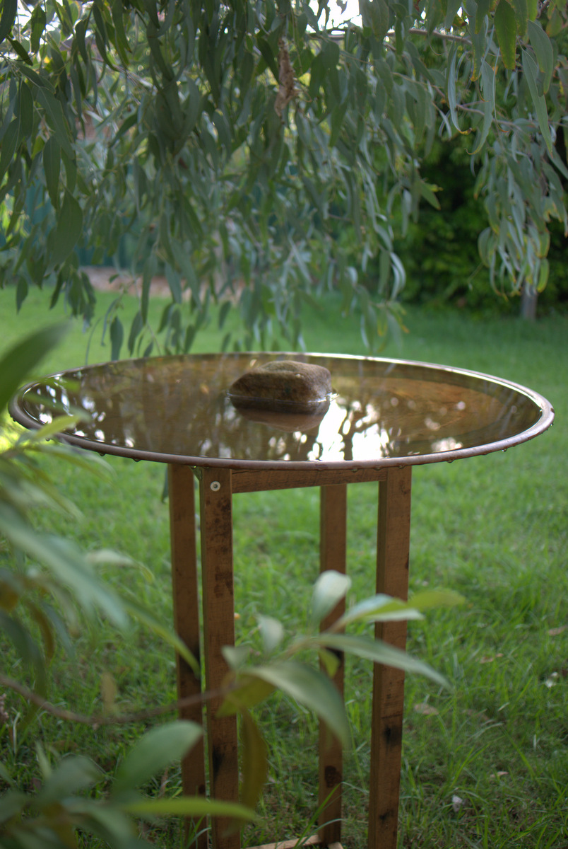 spun copper bird bath from mallee design