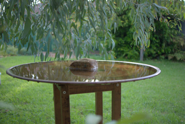 spun copper bird bath by mallee design