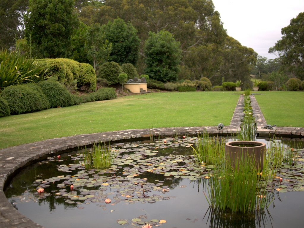 Christina Kennedy garden, NSW formal garden with Australian plants and pond